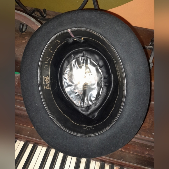 Vintage Berg Fedora Hat. Black velour, Large - Picture 7 of 9